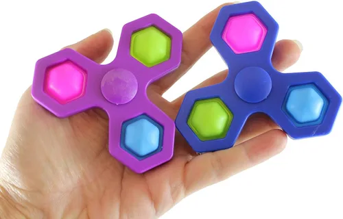 Juego de 2 juguetes giratorios para ansiedad de burbujas de colores, 2 en 1, juguetes sensoriales para el estrés (colores aleatorios)