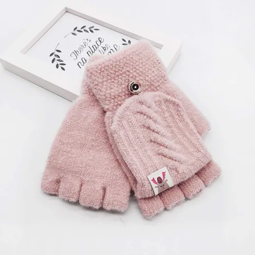 Miniatura 2 de Guantes de invierno para niños y niños, guantes convertibles de punto sin dedos, guantes de invierno impermeables para niños pequeños