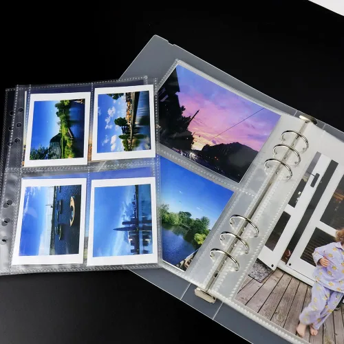 Miniatura 7 de 200 bolsillos para fotos de 2.5 x 4 pulgadas, tamaño A5, 6 anillas, 25 hojas de doble capa transparente para fotos, página interior, 4 bolsillos