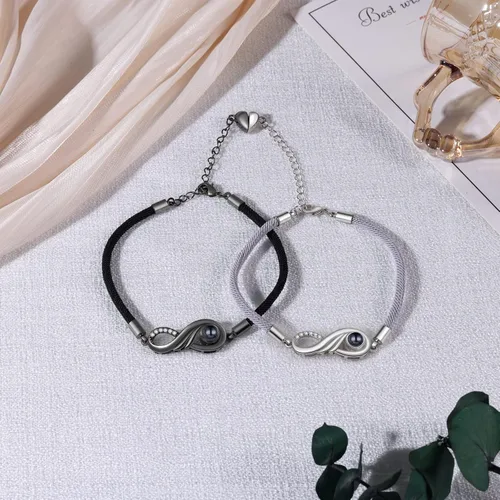 Miniatura 5 de lagofit Pulseras personalizadas con imagen en el interior, pulseras personalizadas a juego para parejas, pulseras de proyección de fotos, regalos