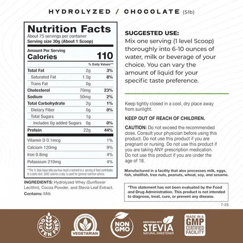 Miniatura 2 de Muscle Feast Proteína de suero hidrolizada alimentada con pasto, totalmente natural sin hormonas, chocolate, 5 libras
