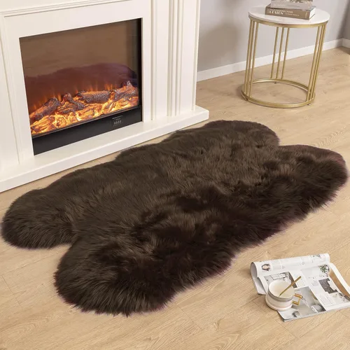 Miniatura 13 de Carvapet Funda de Silla de Piel de Oveja Sintética Suave de Lujo Cojín de Asiento Alfombras de Área de Piel Sintética Suave para Dormitorio, 2 pies