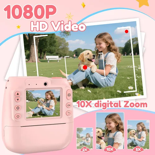 Miniatura 3 de Cámara de impresión instantánea para niños, cámara instantánea para niños con videos de 1080P, regalos de cumpleaños de Navidad para niñas y niños