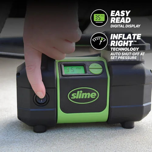 Miniatura 5 de Slime 40063 Inflador de Neumáticos, Compresor de Aire Portátil para Coche, SUV, 4x4, Elite de Servicio Pesado, Apagado Automático al Inflar