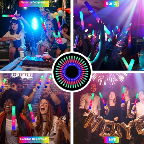 Miniatura 5 de SHQDD 105 PCS Varitas de Espuma LED Brillantes, Paquete a Granel de Varitas Brillantes para Fiestas con 3 Modos de Parpadeo Colorido, Suministros