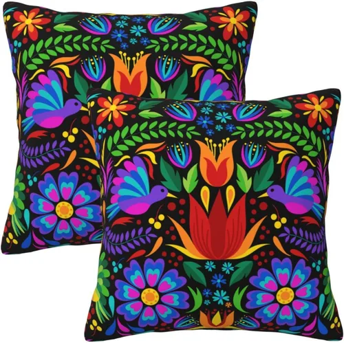 Miniatura 9 de Paquete de 2 fundas de almohada mexicanas de 18 x 18 pulgadas para almohadas de sofá, decoración del Día de los Muertos Día de los Muertos Cinco