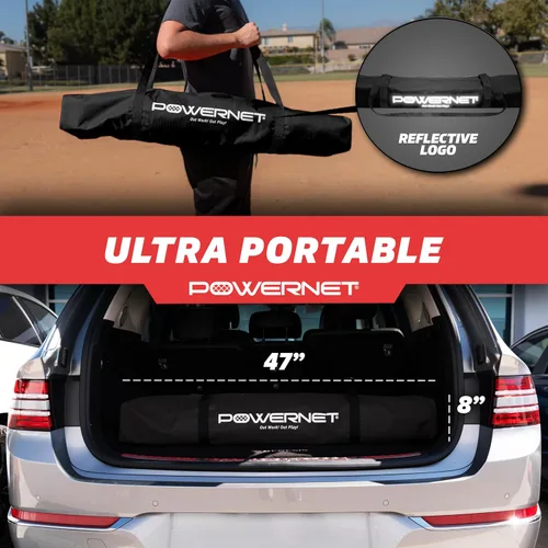 Miniatura 5 de PowerNet Pro One Piece Softball Baseball Net, Portable Baseball Training Equipment, Hitting, Throwing & Pitching Net with Carrying Bag Negro