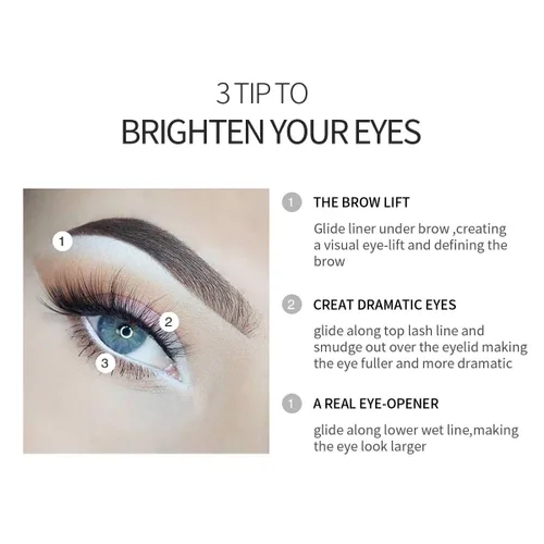 Miniatura 2 de Fashionwu Lápices delineadores de ojos blancos de uso profesional como resaltador, suaves, impermeables, sombra de ojos de larga duración