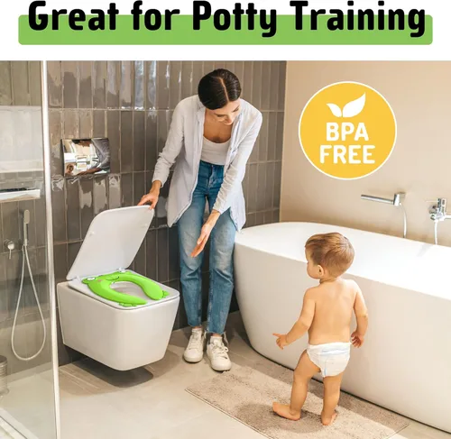 Miniatura 5 de Asiento de orinal portátil para viajes de niños pequeños - Funda de asiento de inodoro plegable antideslizante para entrenamiento de ir al baño