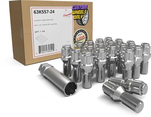 Wheel Accessories Parts Juego de 20 pernos de orejeta M14 x 1.25 roscas Bellota para asiento con acabado cromado, longitud de vástago de 0.99