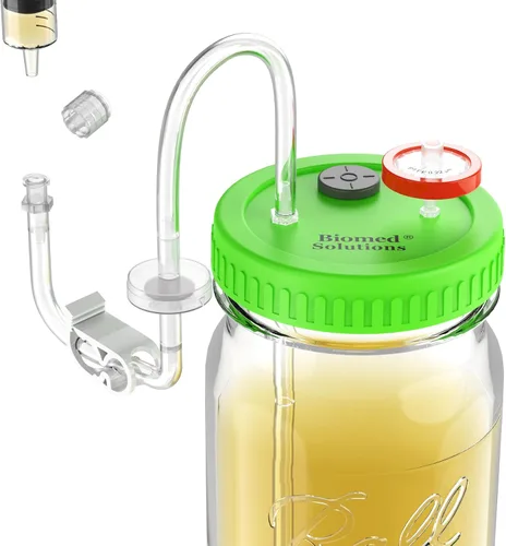 Miniatura 3 de 6 tapas de cultivo líquido de boca regular, tapa de frasco de cultivo de grano con filtro de jeringa de PTFE de 0.22um y puertos de inyección 2.756