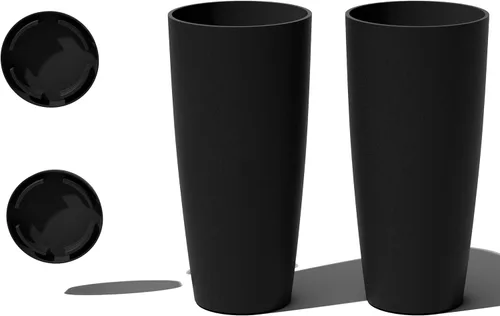 Miniatura 10 de Veradek Mason Series Vega Planter - Maceta redonda alta para interiores o exteriores, porche/patio Hecha de compuesto de plástico y piedra