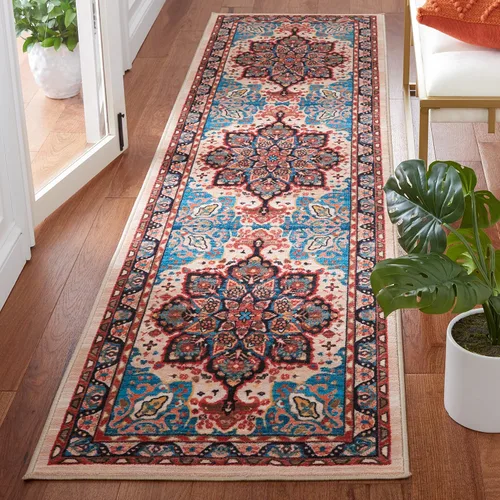 Miniatura 30 de SAFAVIEH Riviera Collection - Alfombra lavable de 2 pies 2 pulgadas x 9 pies, beige y carbón, antideslizante y fácil de limpiar, ideal para sala
