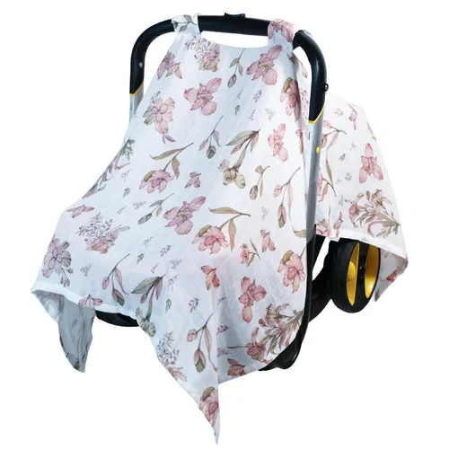 80S Funda de asiento de automóvil de muselina para bebés, suave y transpirable, parasol ligero para verano, ajuste universal para bebés niños y niñas