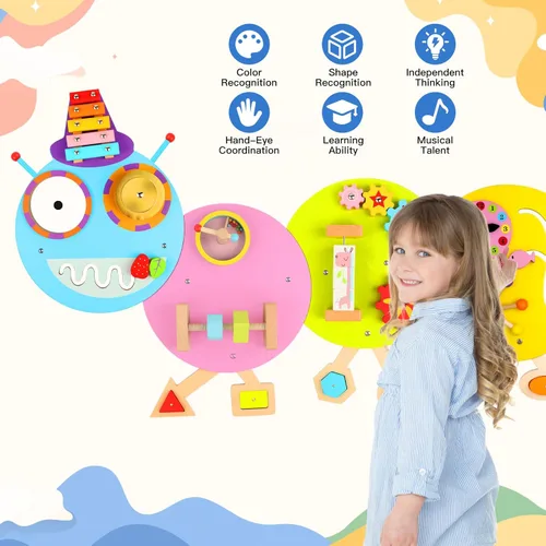 Miniatura 4 de Paneles de pared de actividades Caterpillar para niños pequeños: juguete sensorial de pared 12 actividades, juguete montado en la pared, decoración