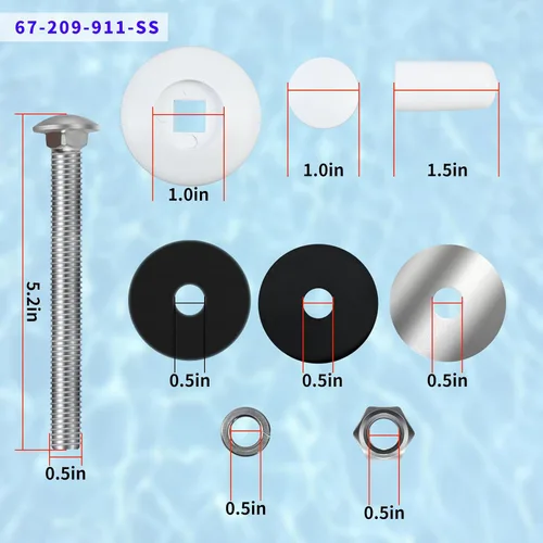 Miniatura 5 de 67-209-911-SS - Kit de pernos de acero inoxidable para tabla de buceo, kit de pernos de montaje para tabla de buceo de piscina compatible con dos