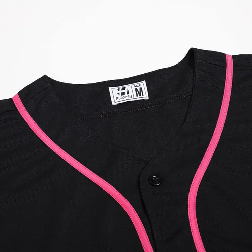 Miniatura 3 de Pullonsy Camiseta de béisbol en blanco para hombres y mujeres, camisas de manga corta con botones completos, hip hop, hipster, uniformes deportivos