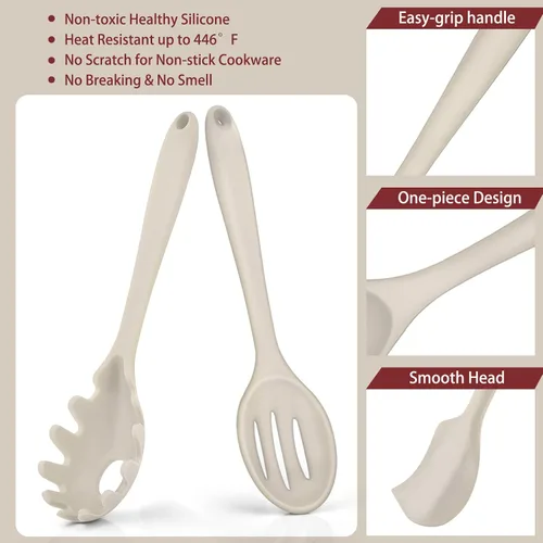 Miniatura 3 de P&P CHEF Juego de 7 utensilios de cocina de silicona, a prueba de calor, para utensilios de cocina antiadherentes, espátula antiadherente, espátula