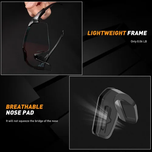 Miniatura 5 de SCVCN Gafas de ciclismo fotocromáticas para hombres y mujeres, UV400, gafas deportivas para jóvenes, a prueba de viento, para béisbol, golf, S111