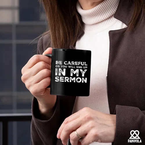 Miniatura 3 de Regalo de pastor, taza de pastor, sé cuidadoso o terminarás en mi sermón, taza de ministro, apreciación de predicador, ordenación sarcástica, taza