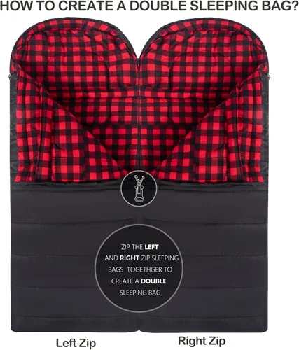 Miniatura 5 de HiZYNICE - Saco de dormir para clima frío 100% franela de algodón XXL para adultos grandes y altos, con bolsa de compresión gratis