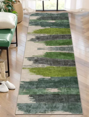 Miniatura 15 de Ciicool Alfombra de pasillo lavable de 2 x 6, alfombra moderna abstracta para pasillo, antideslizante, delgada, ligera, con estampado gris marino