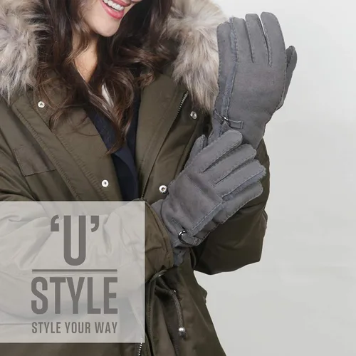 Miniatura 5 de YISEVEN Women's Merino Rugged Lambskin Shearling Leather Gloves