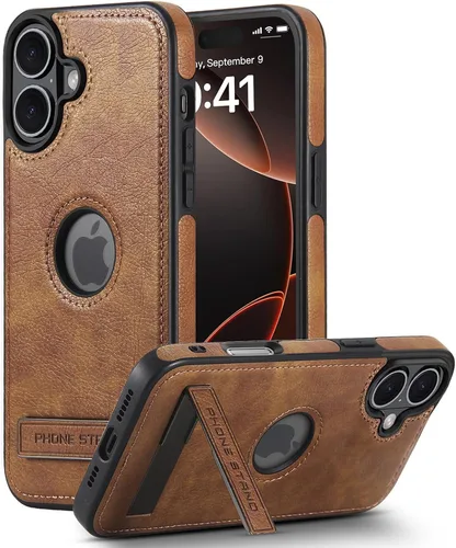 Miniatura 9 de Funda de cuero para iPhone 13 Pro, funda protectora delgada con función atril a prueba de golpes, soporte invisible integrado compatible con iPhone