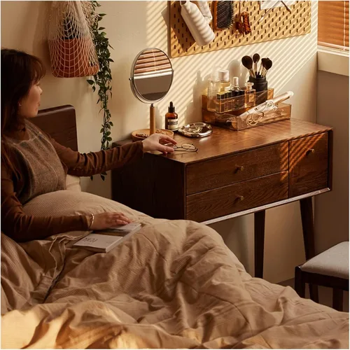 Miniatura 9 de BONAD Simple Dressing Table Bedroom Dressing Table Small Dressing Table Desk Makeup Stool Set Wooden with Drawer Dressing Table (Size : 68cm)