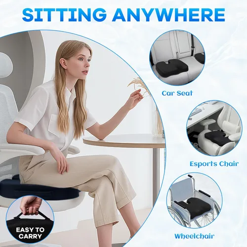 Miniatura 5 de Juego de cojín de asiento de espuma viscoelástica y almohada de apoyo lumbar de terciopelo suave, cojines de silla de computadora cómodos