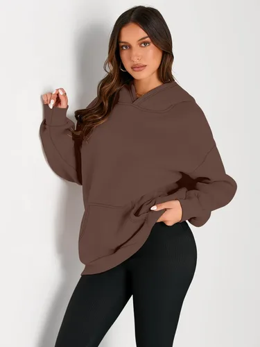 Miniatura 180 de Trendy Queen - Sudaderas extragrandes con capucha para mujer, suéteres de manga larga, sin botones, de vellón, de otoño, ropa de invierno