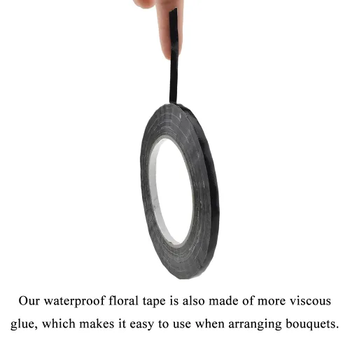 Miniatura 4 de HAHIYO Cinta adhesiva floral negra de 0.25 pulgadas de ancho, cinta impermeable de floristería, cinta adhesiva impermeable decorativa para envolver