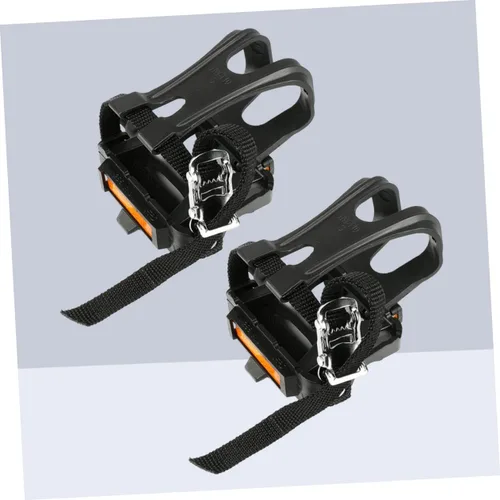 Miniatura 9 de BESPORTBLE Correa para pedal de bicicleta, clip de nailon para el dedo del pie para carretera montaña negro agujero reflectante ajuste pedales