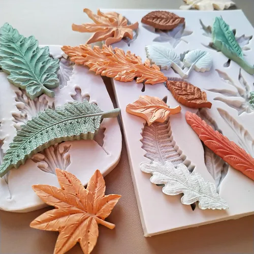Miniatura 5 de 2 piezas de moldes de silicona en forma de hoja, molde de fondant para pastel con forma de hojas de árbol, molde 3D único para chocolate, caramelo
