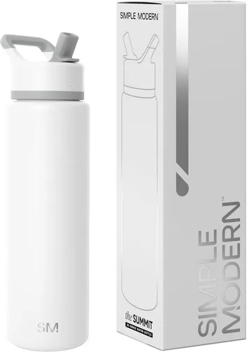 Miniatura 51 de Simple Modern botella de agua reutilizable con tapa con pajilla, de acero inoxidable con aislamiento al vacío, para gimnasio, viajes y deportes