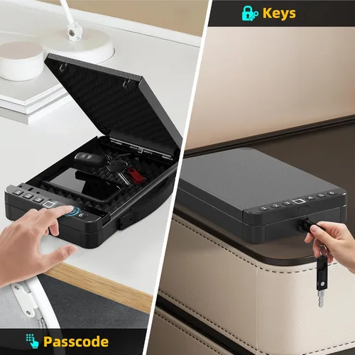 Miniatura 6 de Caja fuerte para pistola, caja de seguridad biométrica de acceso rápido, se adapta a la mayoría de pistolas para entusiastas de los viajes, caja