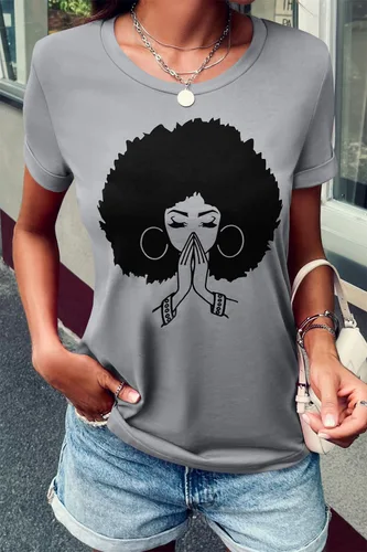 Miniatura 2 de Qianxitang camisetas de manga corta de cuello redondo de algodón con estampado gráfico para verano