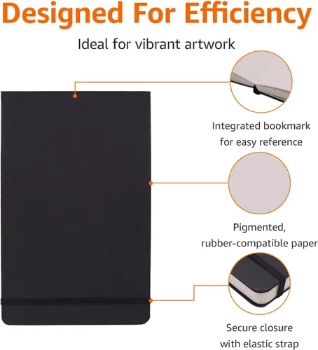 Miniatura 2 de Amazon Basics Cuaderno de bocetos de arte, tamaño L, 5.25 x 8.25 pulgadas, 72 hojas, blocs de bocetos para dibujar, color negro