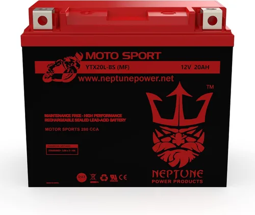 Miniatura 5 de Batería Neptune Power Professional YTX20HL-BS / YTX20L, alto rendimiento, sin mantenimiento, batería sellada para motocicleta AGM ETX20HL BS