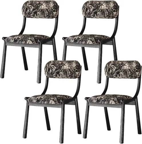 Miniatura 13 de Rustic Fabric Dining Room Chairs, Kitchen Chair with Backrest, Dining Chairs Lobby Chair Set for French Country Farmhouse Kitchen Home Brown+black