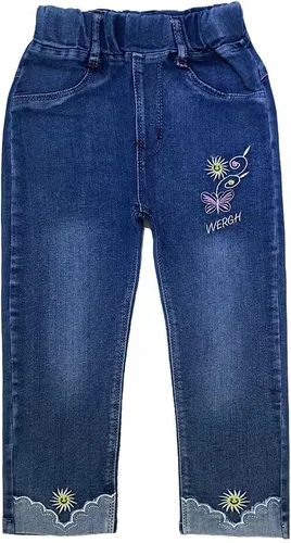 Miniatura 3 de Peacolate Conjunto de ropa de suéter arcoíris y jeans bordados de fresa de 18M a 5Y para niñas pequeñas