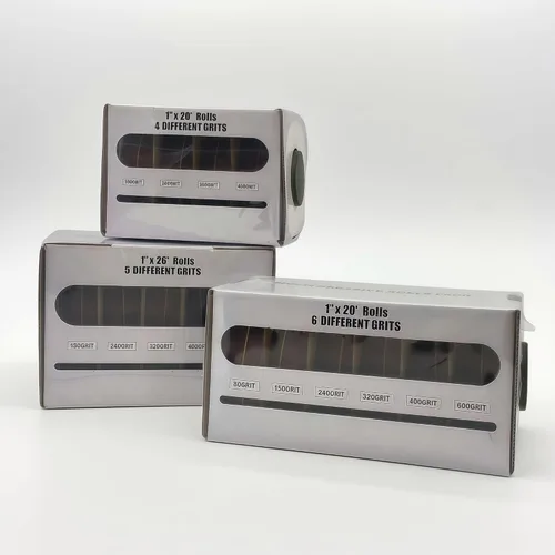 Miniatura 6 de Paquete de rollo de papel de lija 1 pulgada× 20 pies,paquete surtido con dispensador - 150,240,320,400,Rollos abrasivos de óxido de aluminio