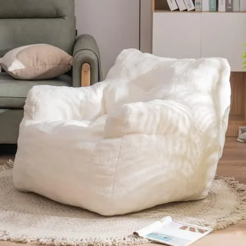 Miniatura 14 de anwickjeff Sillones puf, puf de relleno suave copetudo con relleno, sofá perezoso esponjoso, tumbona imperial gigante para dormitorio, sala de estar