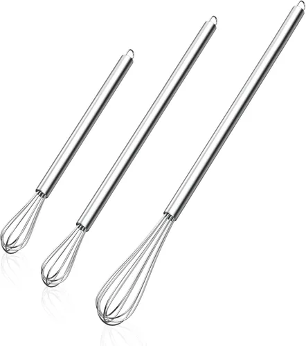 Miniatura 12 de NileHome Juego de mini batidores de acero inoxidable de 5 y 7 pulgadas para cocina, pequeños batidores de alambre para cocinar, batir, mezclar