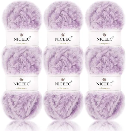 Miniatura 76 de NICEEC Hilo de Pelo Sintético Super Suave, Grueso y Esponjoso, Hilo de Pestañas para Crochet y Tejido (Longitud Total 192m/9.1kg) - Otoño/300g