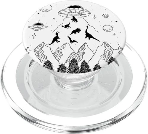Miniatura 7 de Divertido OVNI Abducción Alienígena Dinosaurios Humor Divertido Dinosaurio PopSockets Intercambiables PopGrip