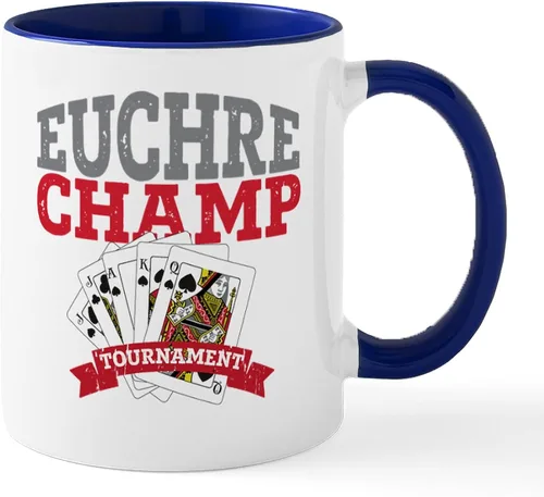 Miniatura 30 de CafePress Euchre Champ Mugs Taza de café de cerámica de 11 oz (11.0 fl oz)
