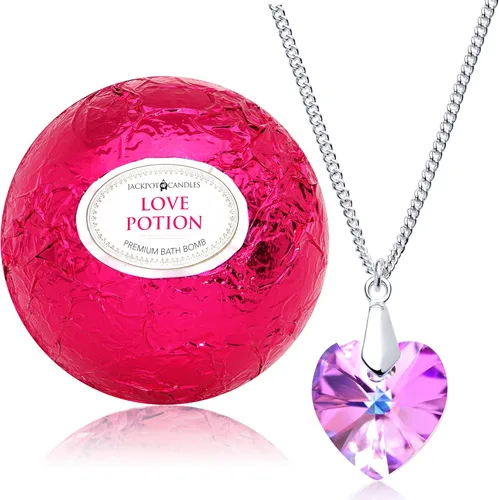 Miniatura 3 de Love Potion Bomba de baño con collar creado con cristal extra grande 10 onzas Fabricado en Estados Unidos