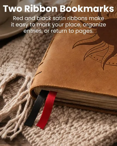 Miniatura 8 de Diario de cuero con páginas forradas, diseño encuadernado en piel para mujeres y hombres (5 x 7 pulgadas), cuaderno forrado con hojas con líneas