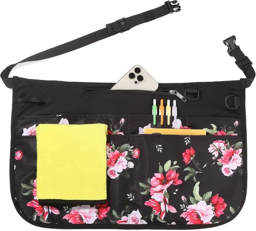 Miniatura 9 de Delantal de servidor impermeable para mujeres con 6 bolsillos, delantal de camarera fácil de poner y quitar, delantal de trabajo para cantinero